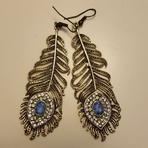 🪶Peacock feather golden earrings🪶
